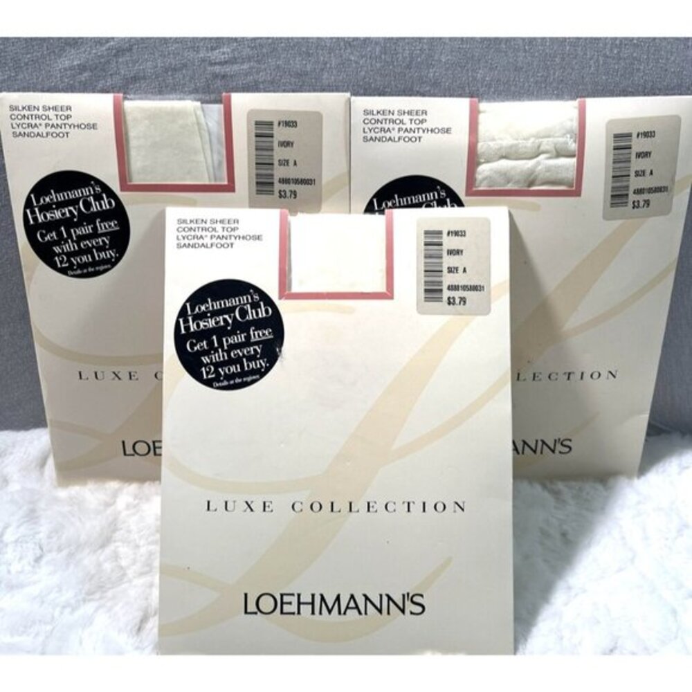 Loehmann's Pantyhose Women Size A Ivory‎ Silken Sheer Control Top 3 Pair